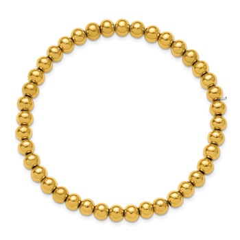 Chisel Stainless Steel Polished Yellow IP-plated 6mm Beaded 7.75 inch Stretch Bracelet — alternate view