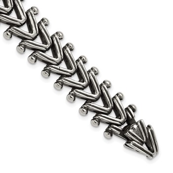 Chisel Stainless Steel Antiqued and Polished 8.25 inch Fancy Franco Link Bracelet