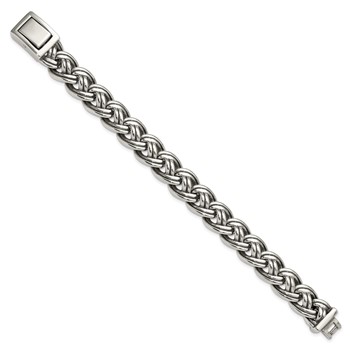 Chisel Stainless Steel Antiqued and Polished 8.5 inch Curb Link Bracelet — alternate view