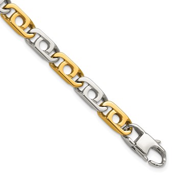 Chisel Stainless Steel Polished Yellow IP-plated 6mm 8.5 inch Anchor Chain Bracelet