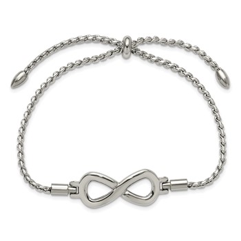 Chisel Stainless Steel Polished Infinity Symbol Adjustable Bolo Bracelet — alternate view