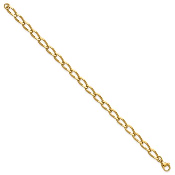 Chisel Stainless Steel Polished Yellow IP-plated 8 inch Elongated Curb Link Bracelet — alternate view