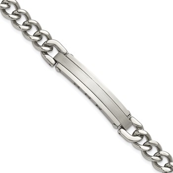 Chisel Stainless Steel Brushed and Polished Curb Link 8 inch ID Bracelet