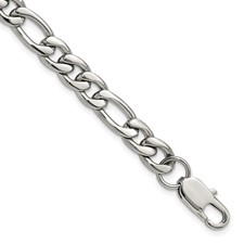 Image of Chisel Stainless Steel Polished 8mm 8 inch Figaro Chain Bracelet