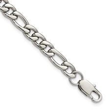 Image of Chisel Stainless Steel Polished 8mm 9 inch Figaro Chain Bracelet