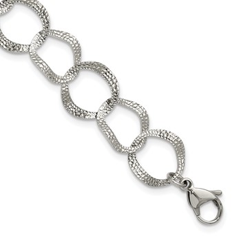 Chisel Stainless Steel Polished and Textured Open Circles 7.25 inch Plus a 1.5 inch Extension Bracelet