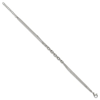 Chisel Stainless Steel Polished Two-Strand 7 inch Plus 1 inch Extension Bracelet — alternate view