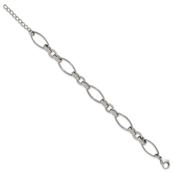 Chisel Stainless Steel Polished Open Link 6.75 inch Plus a 1.25 inch Extension Bracelet — alternate view