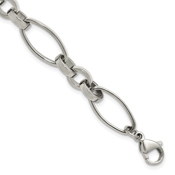 Chisel Stainless Steel Polished Open Link 6.75 inch Plus a 1.25 inch Extension Bracelet