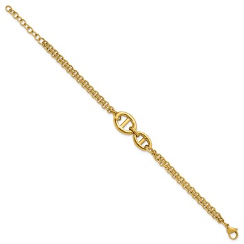 Chisel Stainless Steel Polished Yellow IP-plated Two-Strand 7 inch Plus a 1.25 inch Extension Bracelet — alternate view