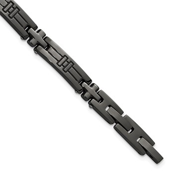 Chisel Stainless Steel Polished Gun Metal IP-plated Cross Link 8.25 inch Plus a .5 inch Extension Bracelet