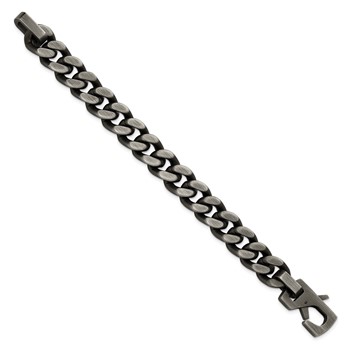 Chisel Stainless Steel Antiqued and Brushed 14mm Curb Link 8.75 inch Bracelet — alternate view