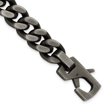 Chisel Stainless Steel Antiqued and Brushed 14mm Curb Link 8.75 inch Bracelet