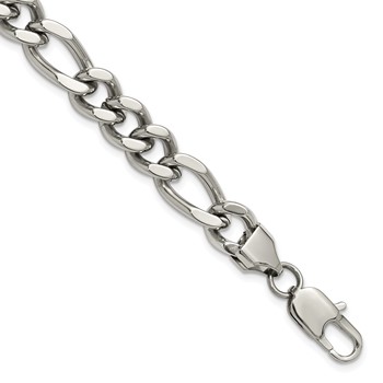 Chisel Stainless Steel Polished 9mm Figaro Chain 8.25 inch Bracelet
