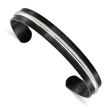 Chisel Stainless Steel Brushed and Polished Black IP-plated 10mm Bangle