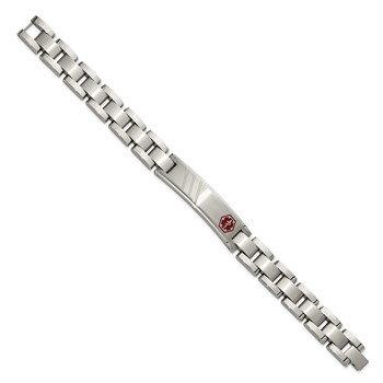 Chisel Stainless Steel Brushed and Polished with Red Enamel Medical ID 8.25 inch Bracelet — alternate view