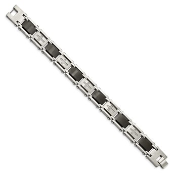 Chisel Stainless Steel Brushed and Polished Black IP-plated with 1/4 carat Diamond 8.75 inch Bracelet — alternate view