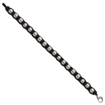 Chisel Stainless Steel Brushed Beaded Black Nylon 8.25 inch Bracelet — alternate view