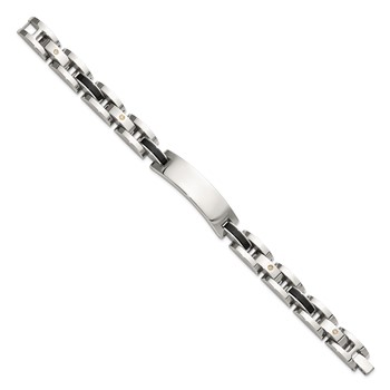 Chisel Stainless Steel Polished with 14K Gold Accent and 1/15ct. Diamond and Onyx 8.75 inch ID Bracelet — alternate view