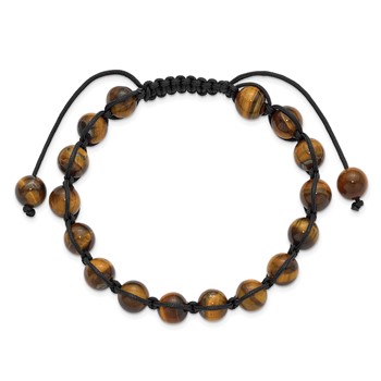 Chisel Beaded Tiger's Eye Black Nylon Adjustable Bracelet — alternate view