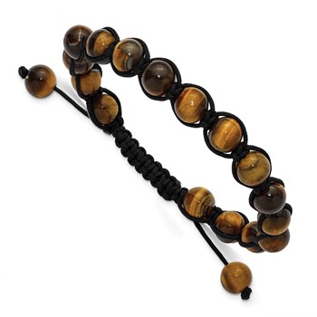 Chisel Beaded Tiger's Eye Black Nylon Adjustable Bracelet