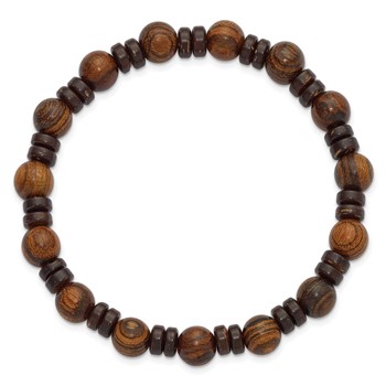 Chisel 8.4mm Beaded Tigerwood Stretch Bracelet — alternate view