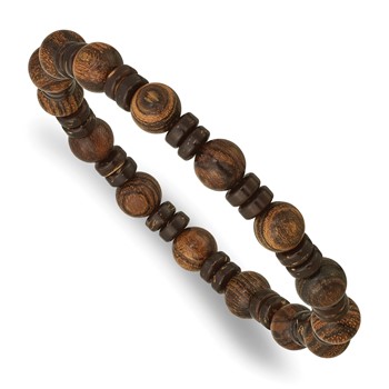 Chisel 8.4mm Beaded Tigerwood Stretch Bracelet
