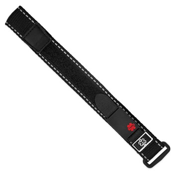 Chisel Stainless Steel Brushed Black IP Enamel Medical ID Nylon Adjust Bracelet — alternate view