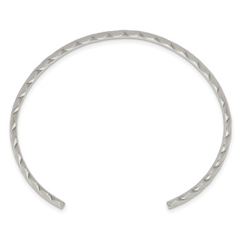 Stainless Steel Brushed 7.5mm Chevron Cuff Bangle — alternate view