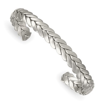 Stainless Steel Brushed 7.5mm Chevron Cuff Bangle