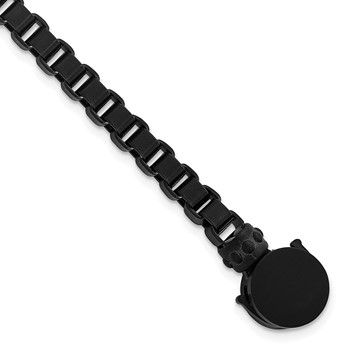 Chisel Stainless Steel Matte Black IP-plated 8.75 inch Rounded Box Chain Bracelet