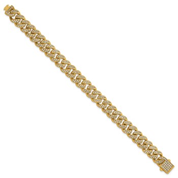 Chisel Stainless Steel Polished Yellow IP-plated 11mm Full Crystal 8 inch Curb Link Bracelet — alternate view
