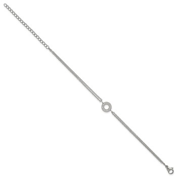 Chisel Stainless Steel Polished with CZ Circle 6 inch with 2-Strand Bracelet with 2 inch Extension — alternate view