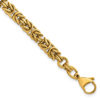 Chisel Stainless Steel Polished Yellow IP-plated 6mm 8.5 inch Byzantine Bracelet