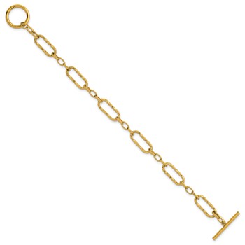 Chisel Stainless Steel Polished Yellow IP-plated 7.5 inch Textured Link Bracelet — alternate view