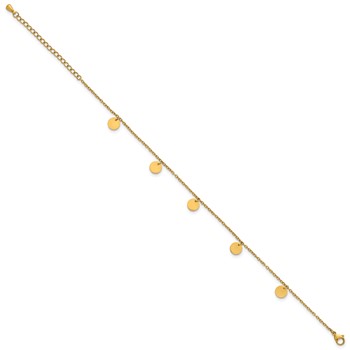 Chisel Stainless Steel Polished Yellow IP-plated with Disc Charms 8.25 inch Bracelet with 2 inch Extension — alternate view