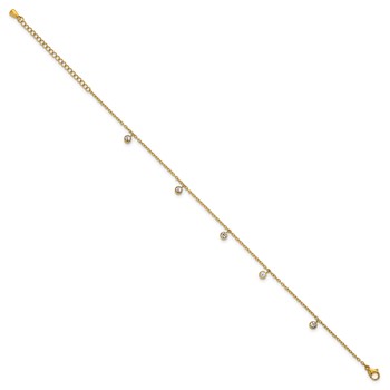 Chisel Stainless Steel Polished Yellow IP-plated with Crystal Dangles 8.25 inch Bracelet with 2 inch Extension — alternate view