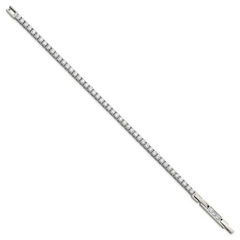 Chisel Stainless Steel Polished CZ 7 inch Tennis Bracelet with 1 inch Extension — alternate view