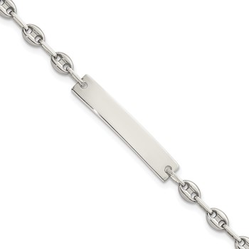 Stainless Steel with 925 Polished Anchor/Paperclip 6in ID Bracelet