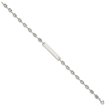 Stainless Steel with 925 Polished Anchor 7.5in ID Bracelet — alternate view