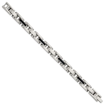 Stainless Steel Polished Onyx Accent 8.5in Link Bracelet — alternate view
