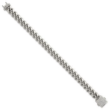Chisel Stainless Steel Polished 10mm 8.5 inch Curb Link Bracelet with Full CZ Clasp — alternate view