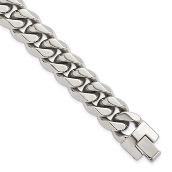 Chisel Stainless Steel Polished 14mm 8.25 inch Curb Link Bracelet