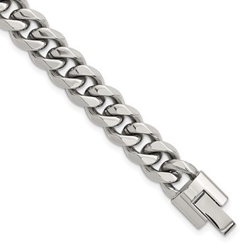 Chisel Stainless Steel Polished 9mm 8.25 inch Curb Link Bracelet