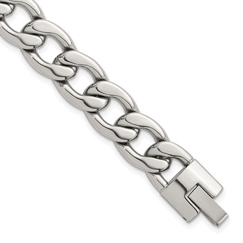 Chisel Stainless Steel Polished 12mm 8.25 inch Curb Link Bracelet