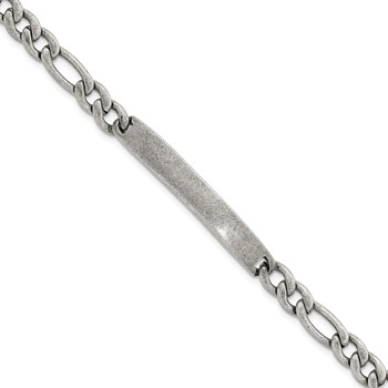 Stainless Steel Antiqued 7mm Matte Franco Link 8.5in Bracelet