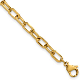 Chisel Stainless Steel Polished Yellow IP-plated 4.25mm 7.5 inch Paperclip Link Bracelet