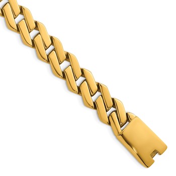 Chisel Stainless Steel Polished Yellow IP-plated 13mm 8.5 inch Fancy Link Bracelet