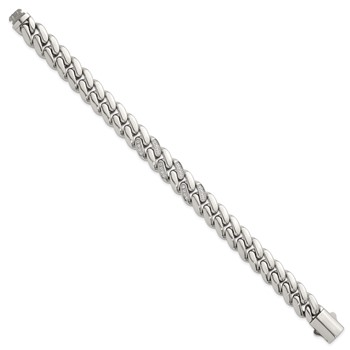 Chisel Stainless Steel Polished with CZ 12mm 8.5 inch Cable Link Bracelet — alternate view