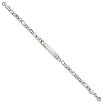 Stainless Steel Polished 8.5in ID Figaro Chain Bracelet — alternate view